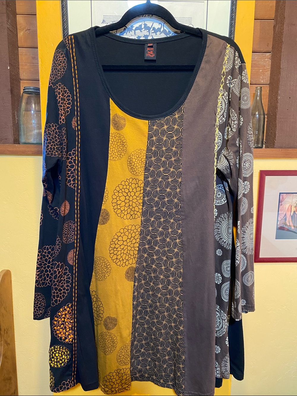 Aller Simplement Cotton Embroidered Art-To-Wear A-line Dress